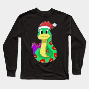 Snake Christmas Santa hat Long Sleeve T-Shirt